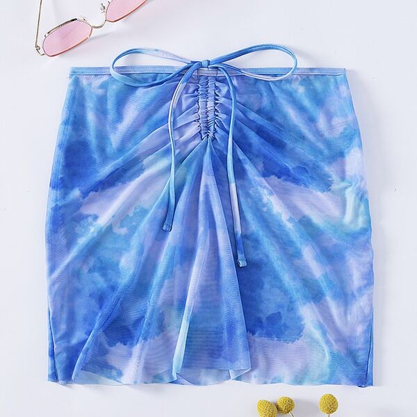 

Tie Dye Drawstring Front Cover Up Skirt, Multicolor
