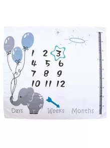 SHEIN Baby Boy Newborn Photography Cartoon Graphic Blanket With 2pcs Accessory