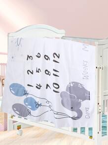 SHEIN Baby Boy Newborn Photography Cartoon Graphic Blanket With 2pcs Accessory