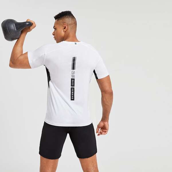 

Men Letter Graphic Absorb Sweat Sports Tee, White
