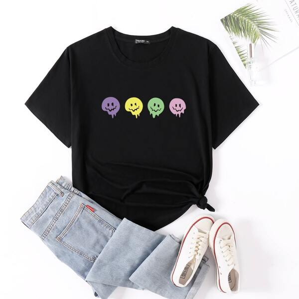 

Plus Cartoon Print Tee, Black