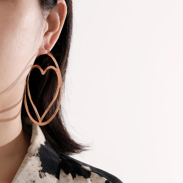 

Heart Design Hoop Earrings, Gold