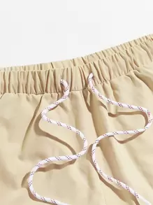 Manfinity VCAY Men Patch Detail Shorts - Khaki - View 4