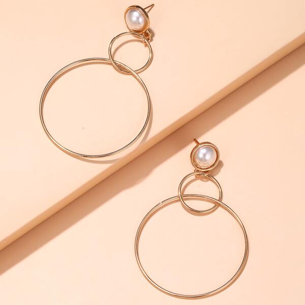 

Faux Pearl Drop Earrings, Gold
