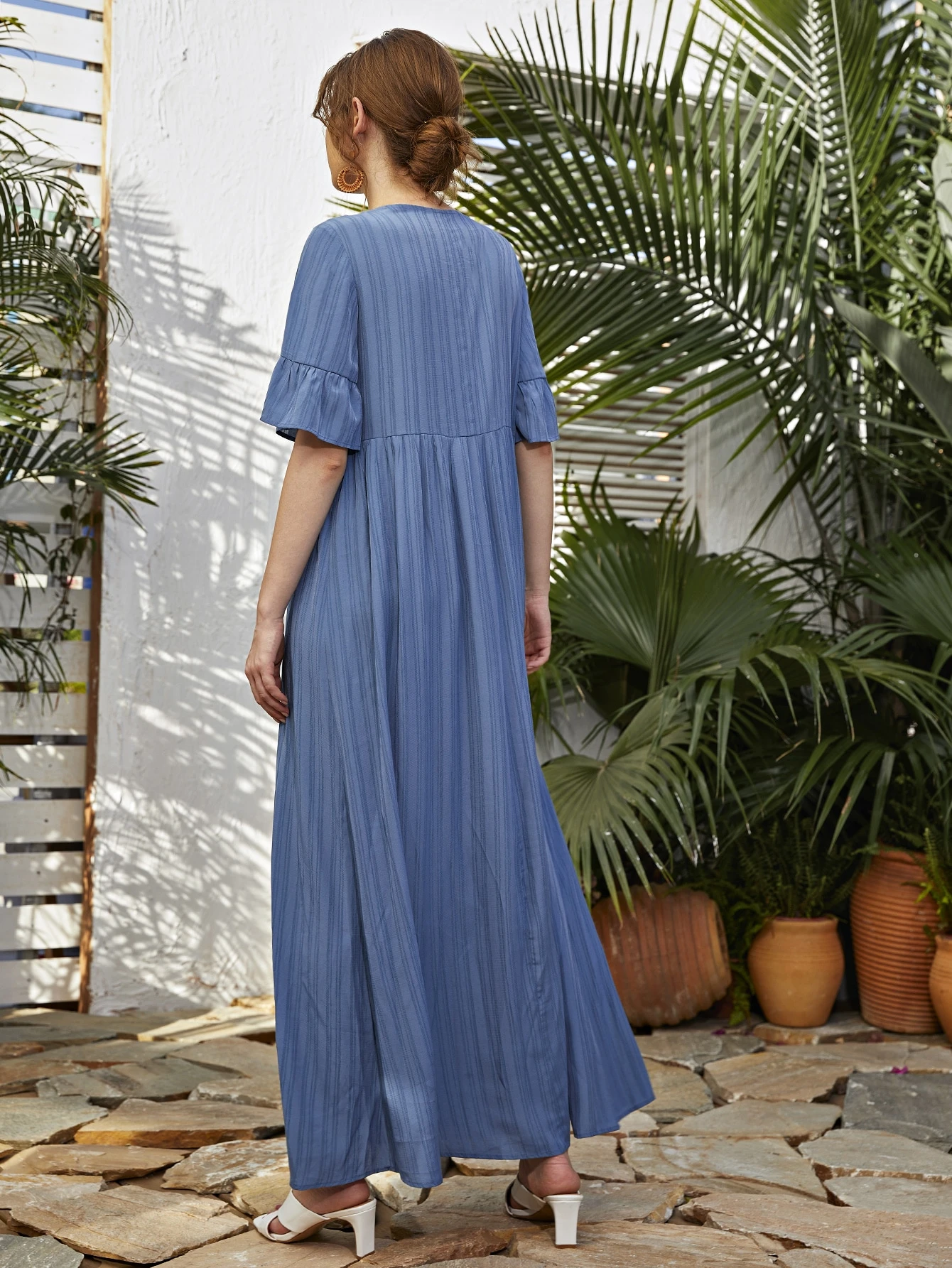 Amazon Vestido Cuadros Midi Vestido Midi De Acampanado De Manga