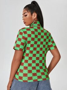 Plus Allover Heart And Plaid Print Tee - Multicolor - View 2