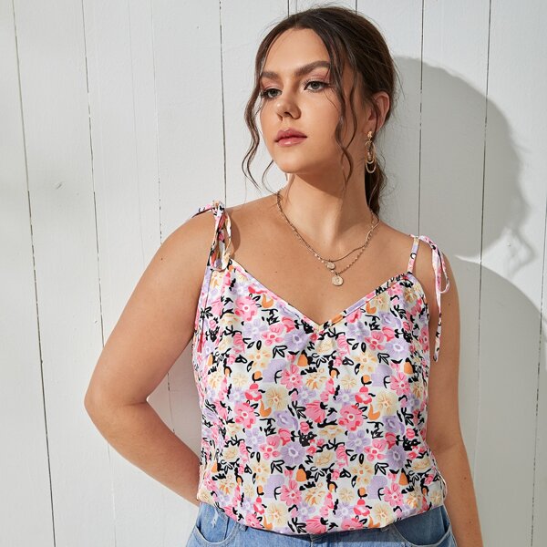 

Plus Allover Floral Print Cami Top, Multicolor