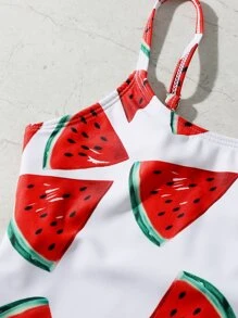 Traje De Baño De Una Sola Pieza Con Estampado De Sandía Para Niña En Edad Intermedia - Multicolor - Ver 4