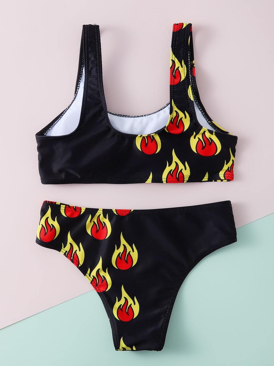 Tween Girl Fire Print Bikini Set Summer Beach