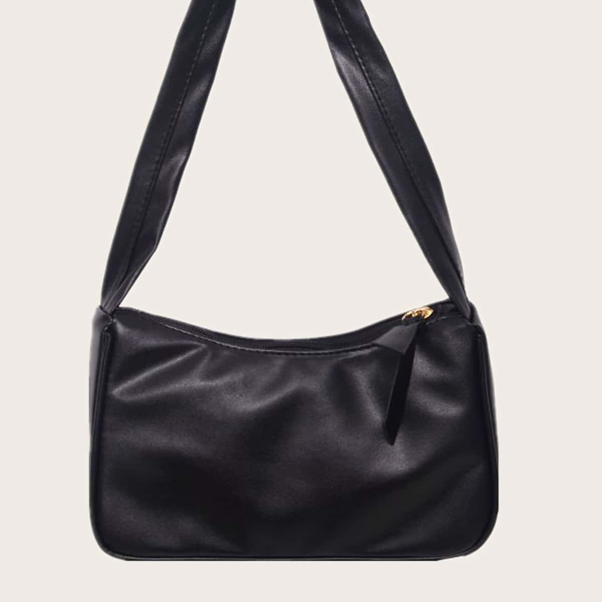 

Solid Baguette Bag, Black