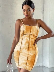 SHEIN SXY Tie Dye Bodycon Cami Dress - Multicolor - View 1