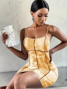 SHEIN SXY Tie Dye Bodycon Cami Dress - Multicolor - View 3