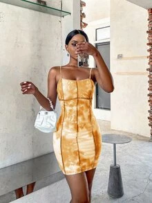 SHEIN SXY Tie Dye Bodycon Cami Dress - Multicolor - View 5