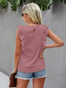 Áo sơ mi Nút màu trơn Giải trí - Bụi hồng - Xem 2