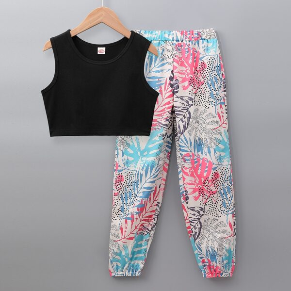 

для девочек Майка с с тропическим принтом Брюки Пижама, Многоцветный