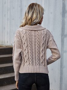 Jersey unicolor con cuello tejido abierto - Albaricoque - Ver 2