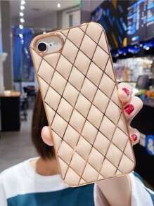 Grid Contrast Frame Phone Case - Pink - View 2