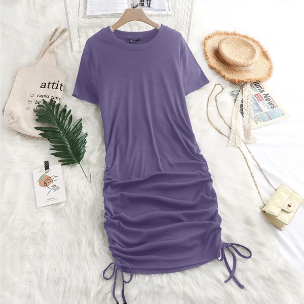 

Plus Drawstring Side Bodycon Dress, Violet purple