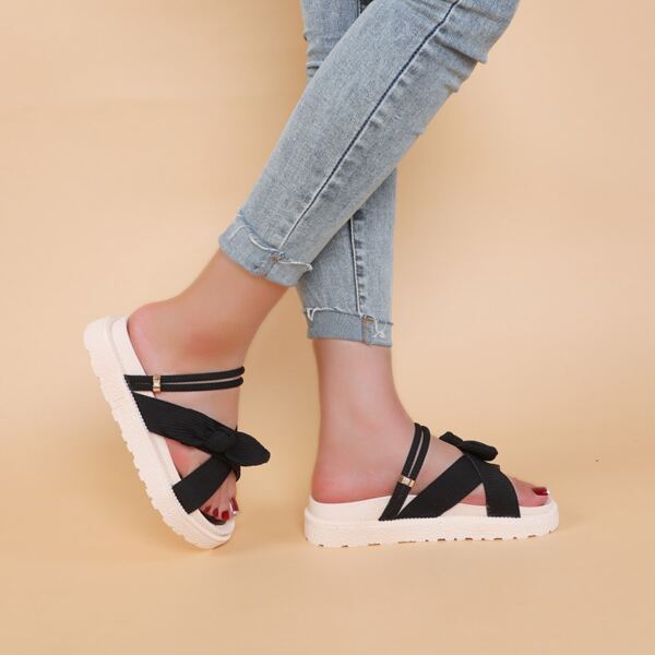 

Knot Decor Two Way Wear Sandals, Black