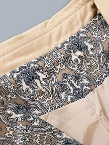 女孩佩斯利雙排釦腰帶風衣外套