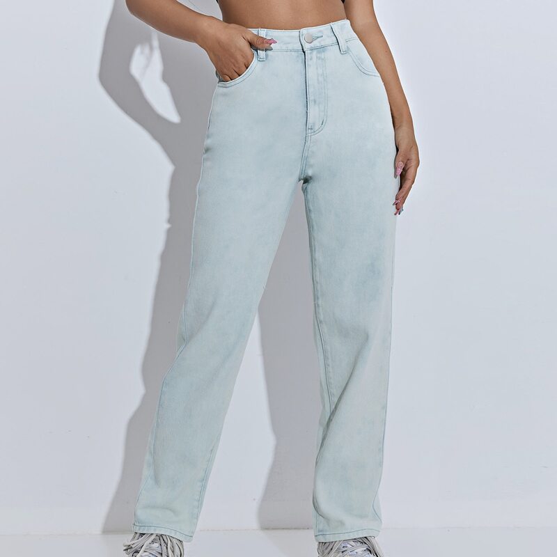 

Ripped Back Straight Leg Jeans, Mint green