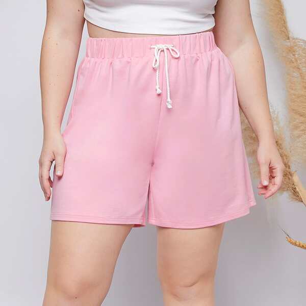 

Plus Tie Waist Shorts, Baby pink