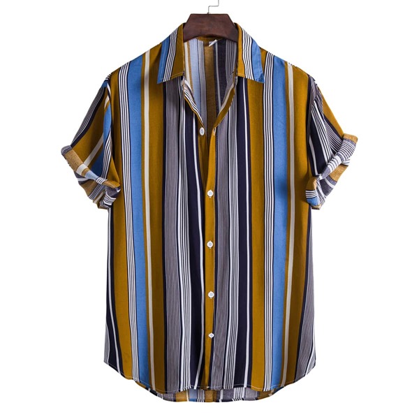 

Men Striped Button Through Shirt, Multicolor
