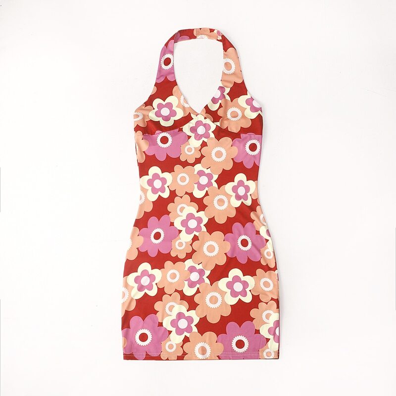 

Floral Print Halter Dress, Multicolor