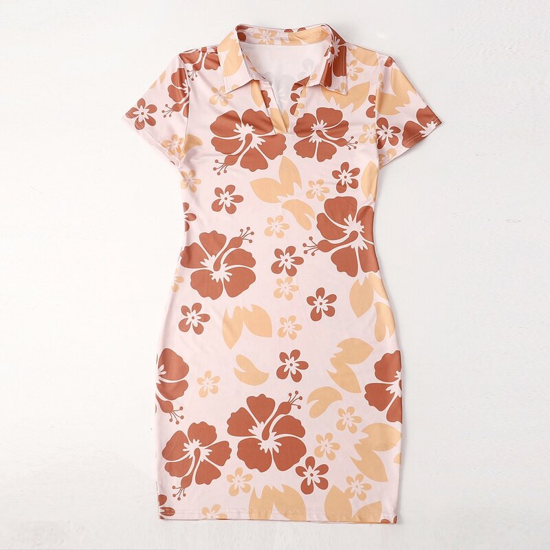 

Floral Print Collar Dress, Multicolor