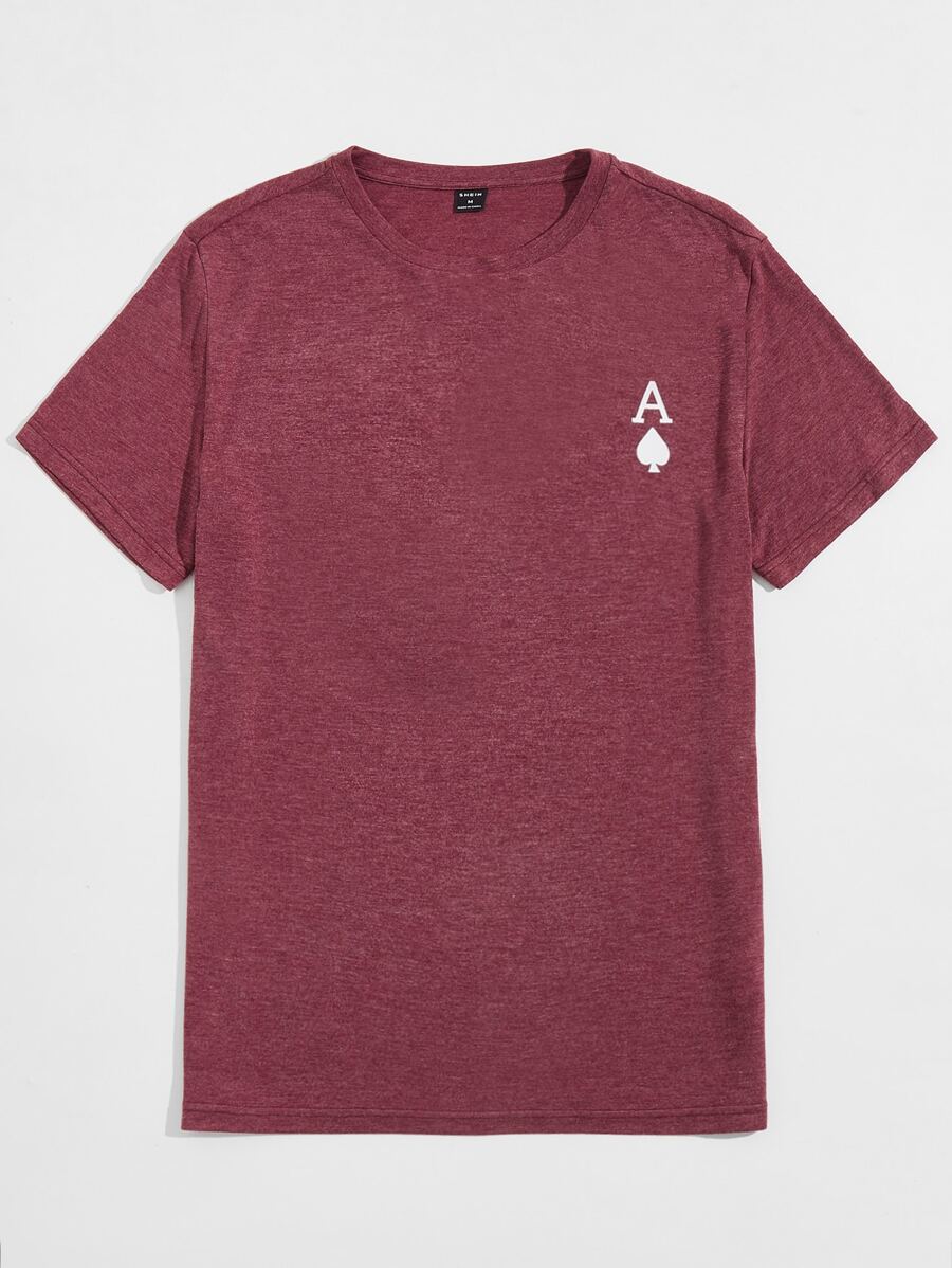 Manfinity VCAY Tops Nam Lá thư Giải trí - Màu Đỏ Sâu - Xem 1