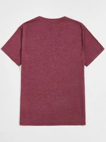 Manfinity VCAY Tops Nam Lá thư Giải trí - Màu Đỏ Sâu - Xem 2