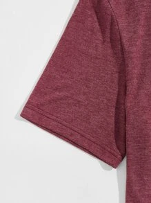 Manfinity VCAY Tops Nam Lá thư Giải trí - Màu Đỏ Sâu - Xem 3