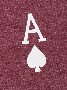 Manfinity VCAY Tops Nam Lá thư Giải trí - Màu Đỏ Sâu - Xem 4