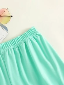 Pom-Pom Trim Bikini Shorts, For Summer Beach Vacation - Mint Green - View 3