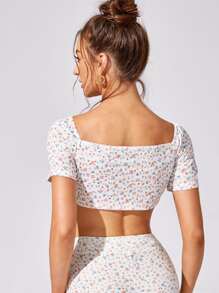 SHEIN WYWH Áo nữ Thắt nơ trước Họa tiết hoa Boho - Nhiều màu - Xem 2