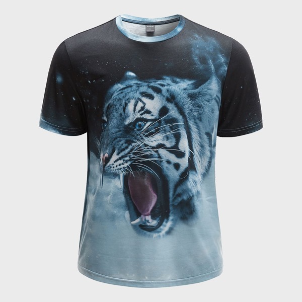 

Men Tiger Print Tee, Multicolor