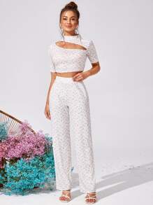 Chiquease Ditsy Floral Print Cut Out Tee - Multicolor - View 3