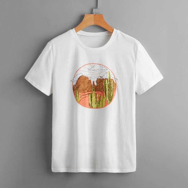 

Cactus Graphic Tee, White