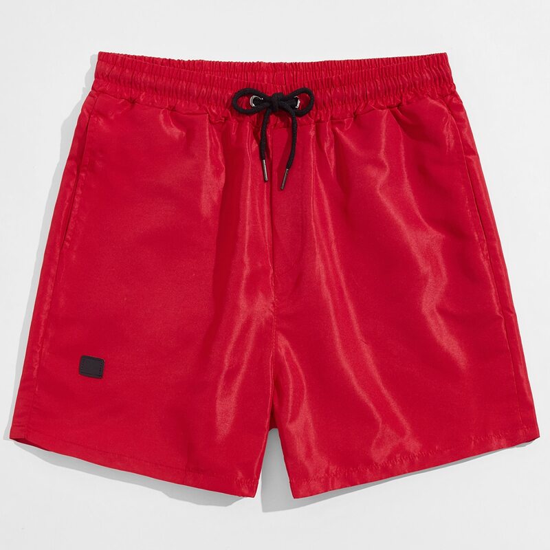 

Guys Patched Drawstring Shorts, Red