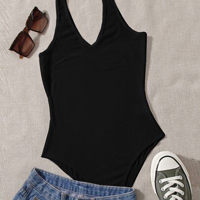 Solid Ribbed Halter…