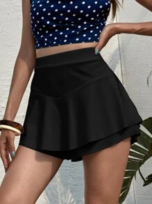 SHEIN EZwear 素色荷葉邊裙褲