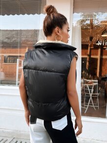 Aveloria Double-Sided Zipper Front Gilet Padded Coat - Khaki - View 2