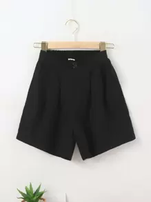 Niñas Shorts de pierna ancha con bolsillos oblicuos - Negro - Ver 1