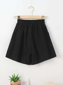 Niñas Shorts de pierna ancha con bolsillos oblicuos - Negro - Ver 2