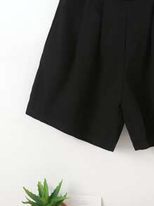 Niñas Shorts de pierna ancha con bolsillos oblicuos - Negro - Ver 3