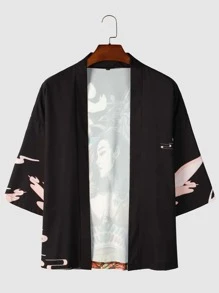 Manfinity Men Figure & Floral Print Kimono - Multicolor - View 2