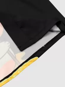 Manfinity 男士卡通貓咪和字母圖案和服式外衣