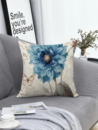 花卉圖案靠墊套沒有填充物