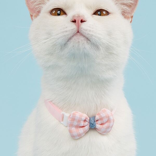 

Gingham Pattern Pet Bow, Pink