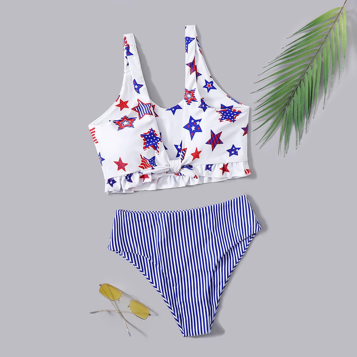 

Star Print Bikini Swimsuit, Blue